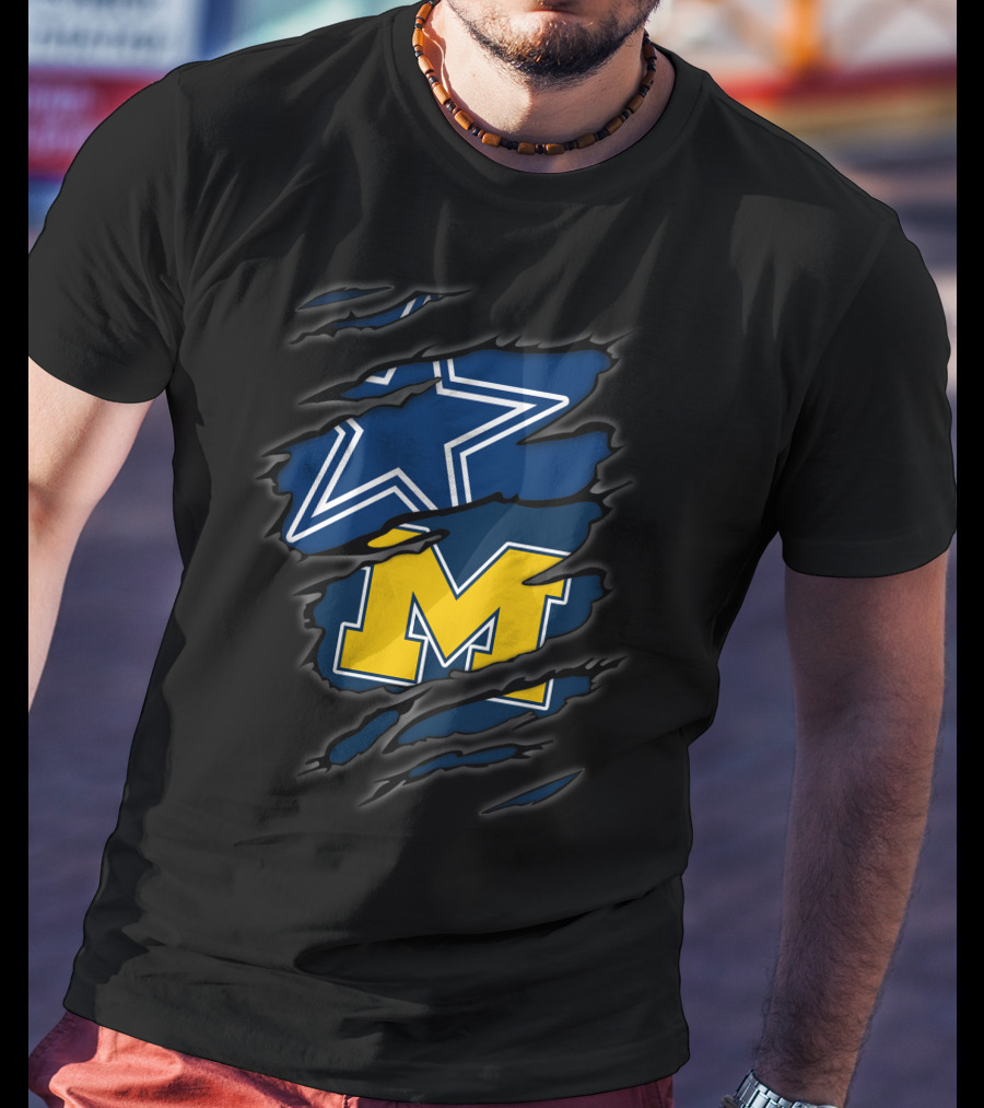 Cowboys Dallas Star Michigan Wolverines M Logo Combo T-Shirt