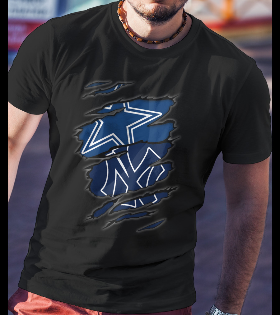 Cowboys New York Yankees Star And NY Logo Fusion T-Shirt