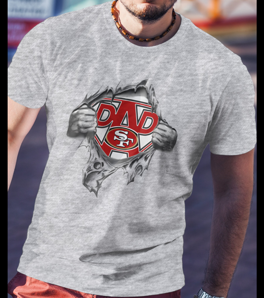 Dad Superhero San Francisco 49ers Sf Logo Superman Style T-Shirt