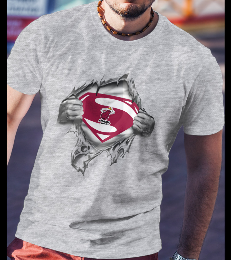 Superman Miami Heat Logo Hero Villain T-Shirt