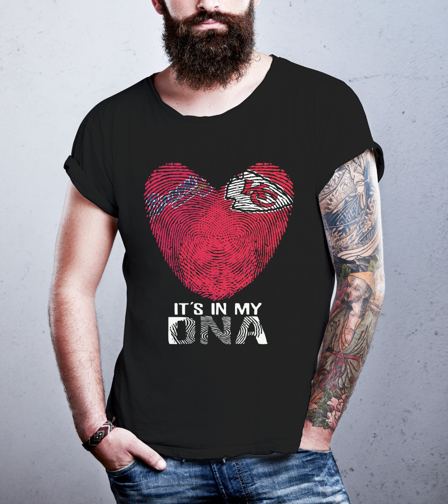 Atlanta Braves Chiefs Fingerprint Heart It's In My Dna T-Shirt