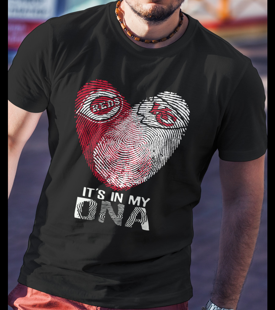 Cincinnati Reds Chiefs It's In My DNA Fingerprint Heart T-Shirt