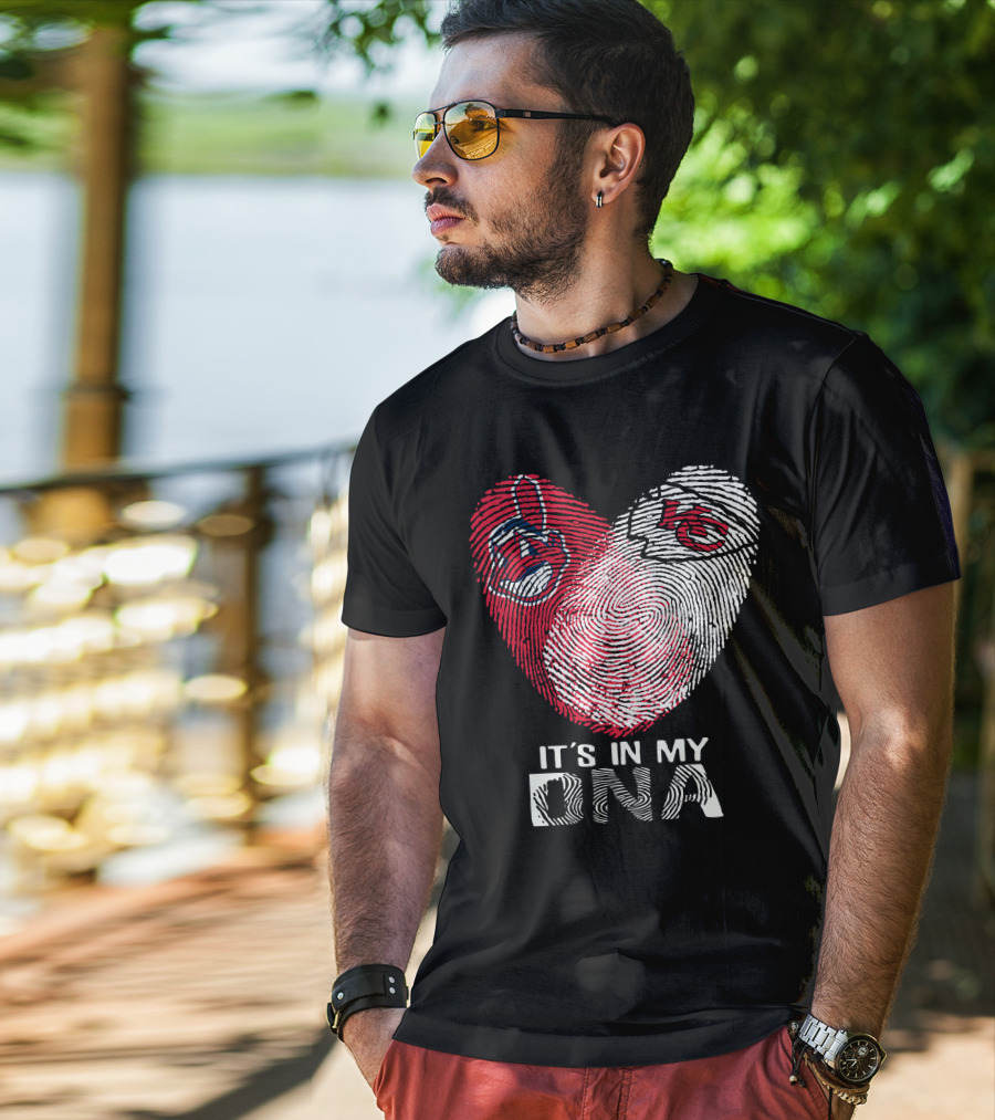 It's In My DNA Cleveland Indians Chiefs Fingerprint Heart T-Shirt
