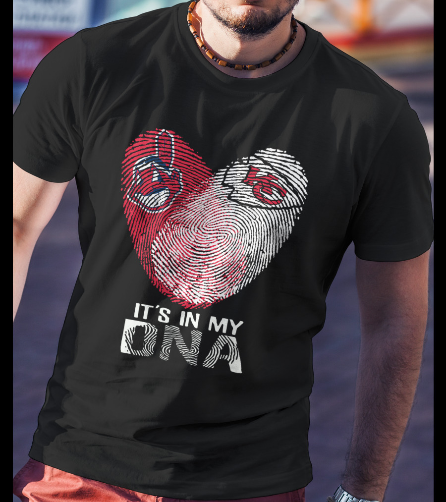 It's In My DNA Cleveland Indians Chiefs Fingerprint Heart T-Shirt
