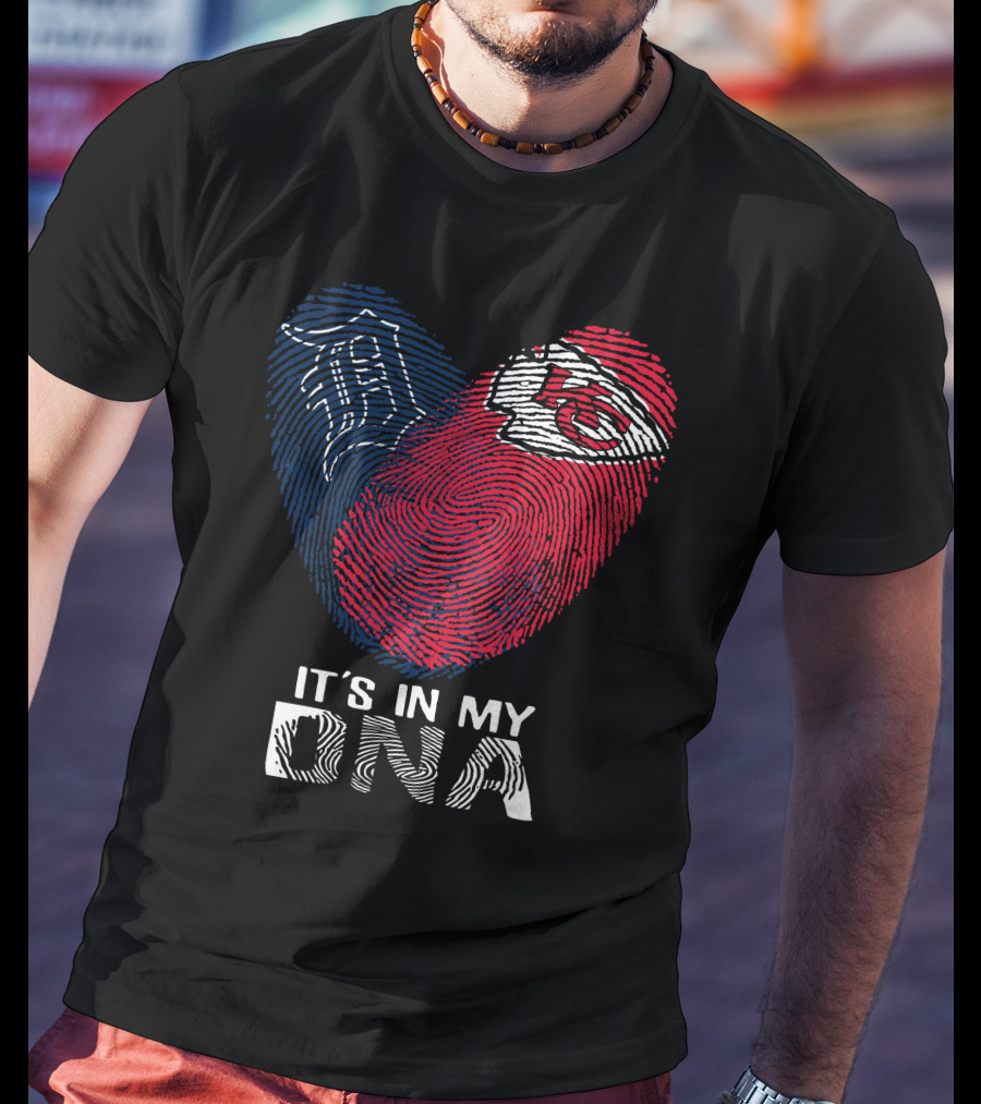 Detroit Tigers Kansas City Chiefs It's In My DNA Fingerprint T-Shirt