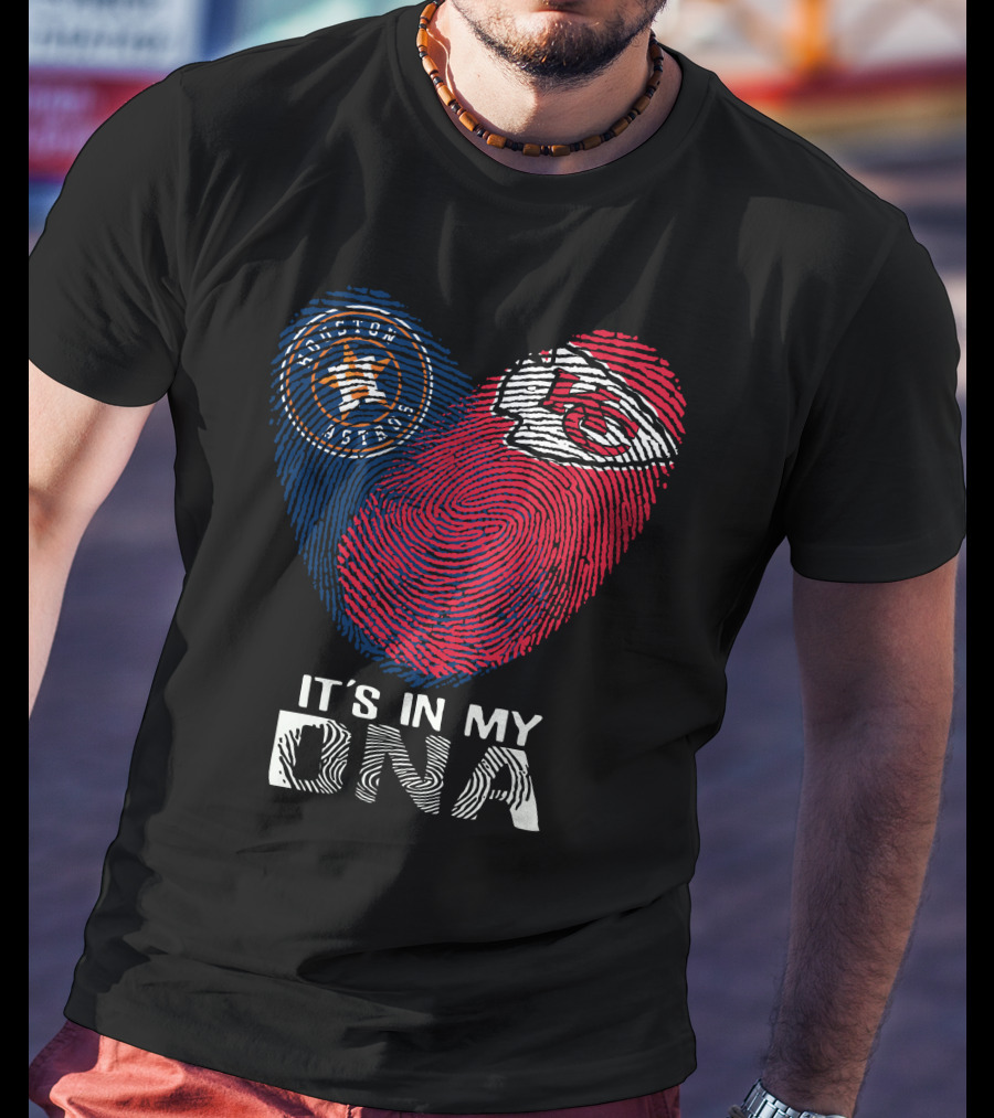 Houston Astros Chiefs It's In My DNA Fingerprint Heart T-Shirt
