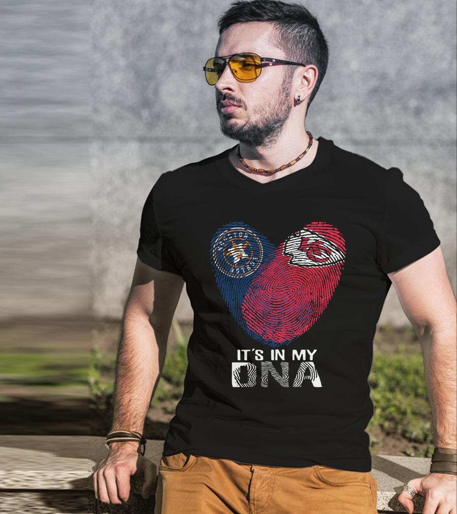 Houston Astros Chiefs It's In My DNA Fingerprint Heart T-Shirt