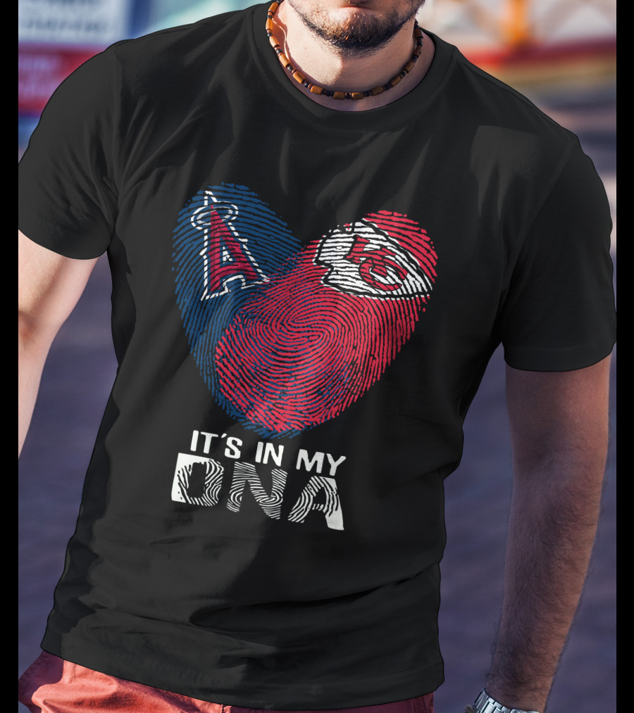Los Angeles Angels Chiefs It's In My DNA Fingerprint Heart T-Shirt