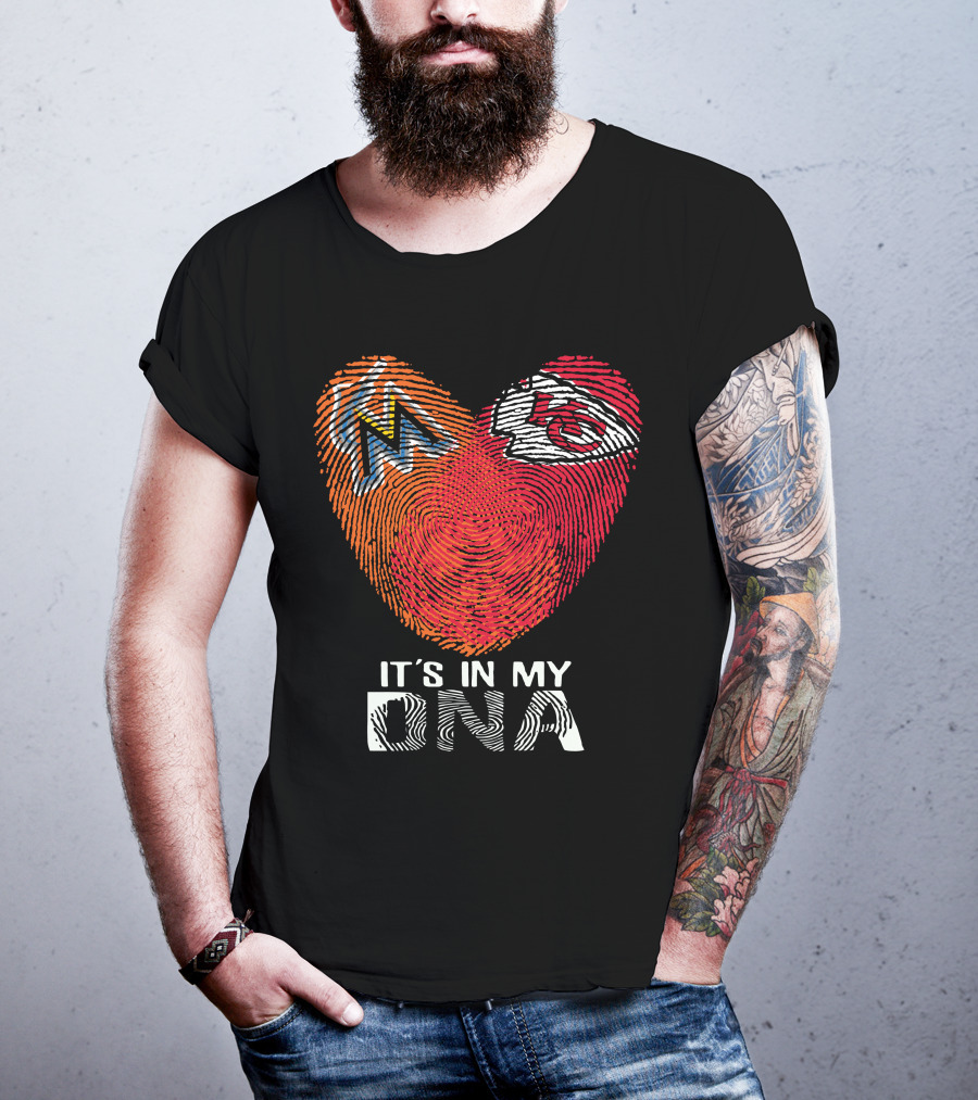 Miami Marlins Kansas City Chiefs It's In My DNA T-Shirt