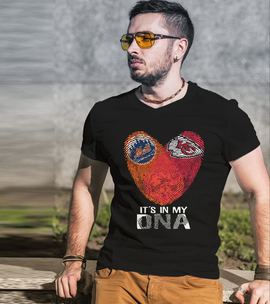 It's In My DNA New York Mets Chiefs Fingerprint Heart T-Shirt