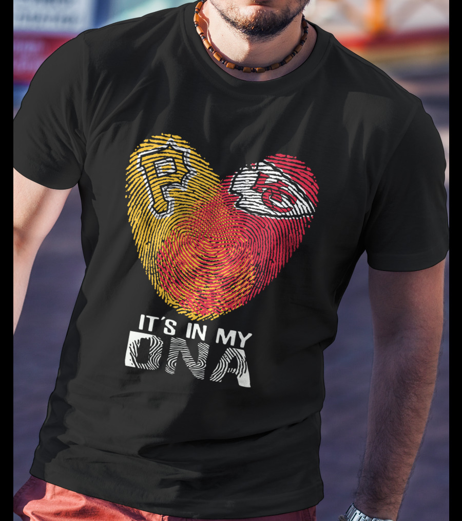 Pittsburgh Pirates Kc Chiefs It's In My Dna Fingerprint Heart T-Shirt