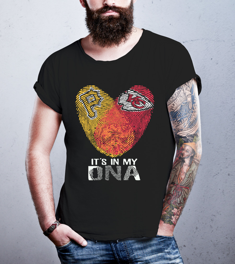 Pittsburgh Pirates Kc Chiefs It's In My Dna Fingerprint Heart T-Shirt