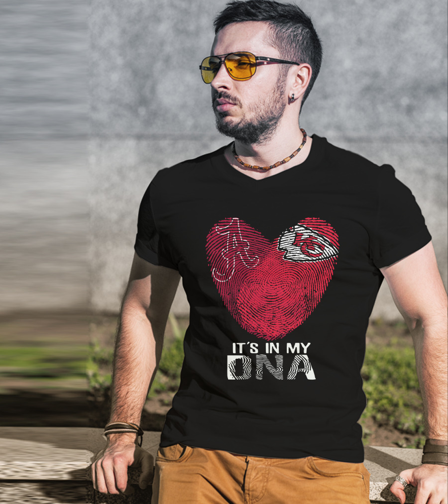 Alabama And Chiefs Heart Fingerprint It's In My Dna T-Shirt