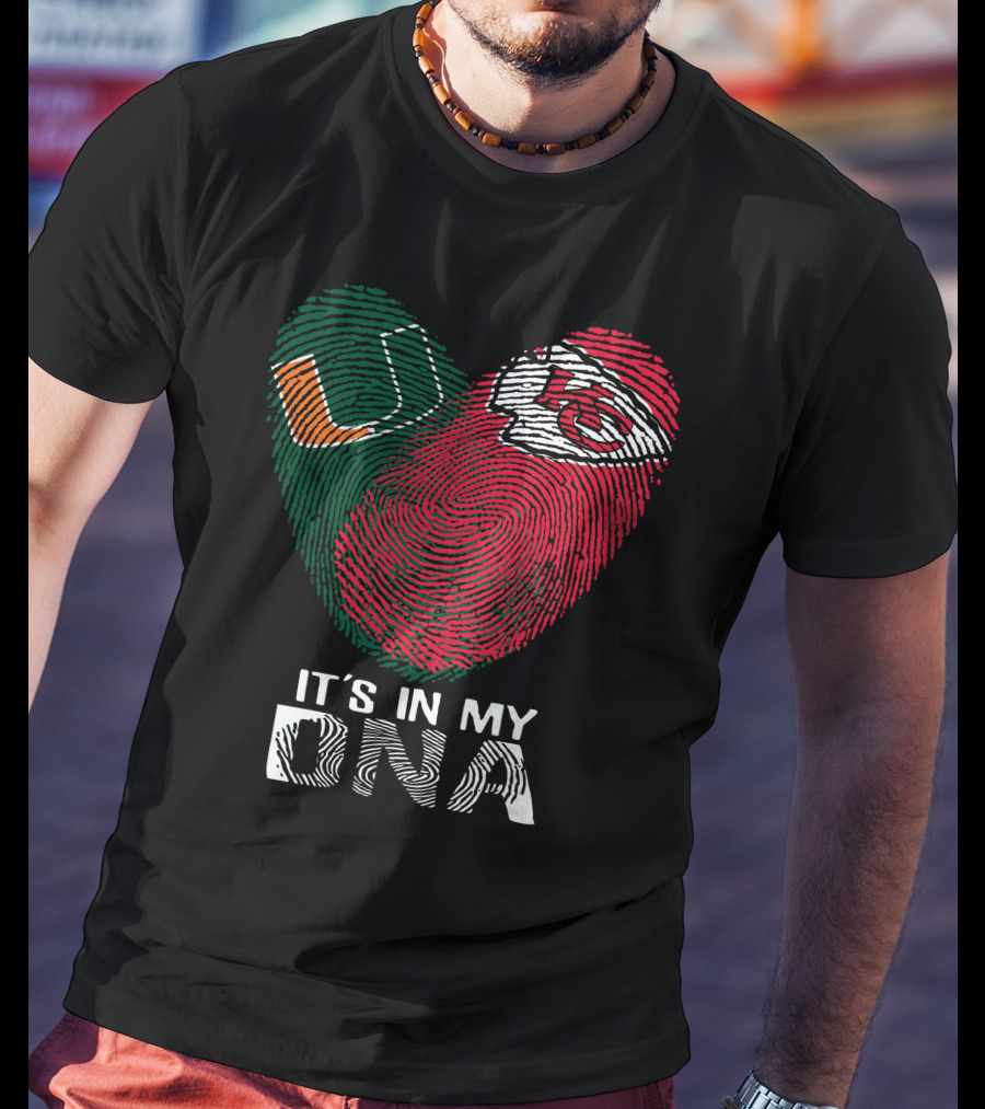 Miami Hurricanes Kansas City Chiefs It's In My Dna Fingerprint T-Shirt