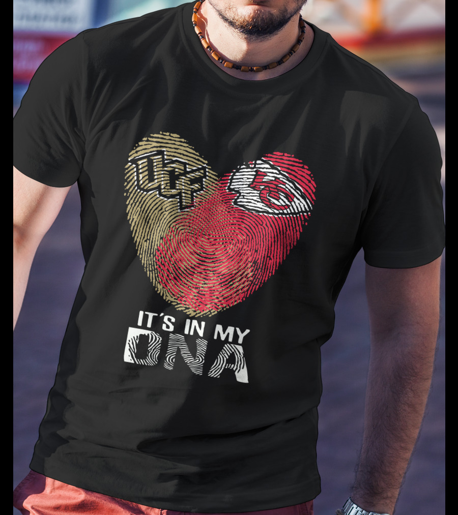 Ucf Knights Chiefs It's In My Dna Fingerprint Heart T-Shirt