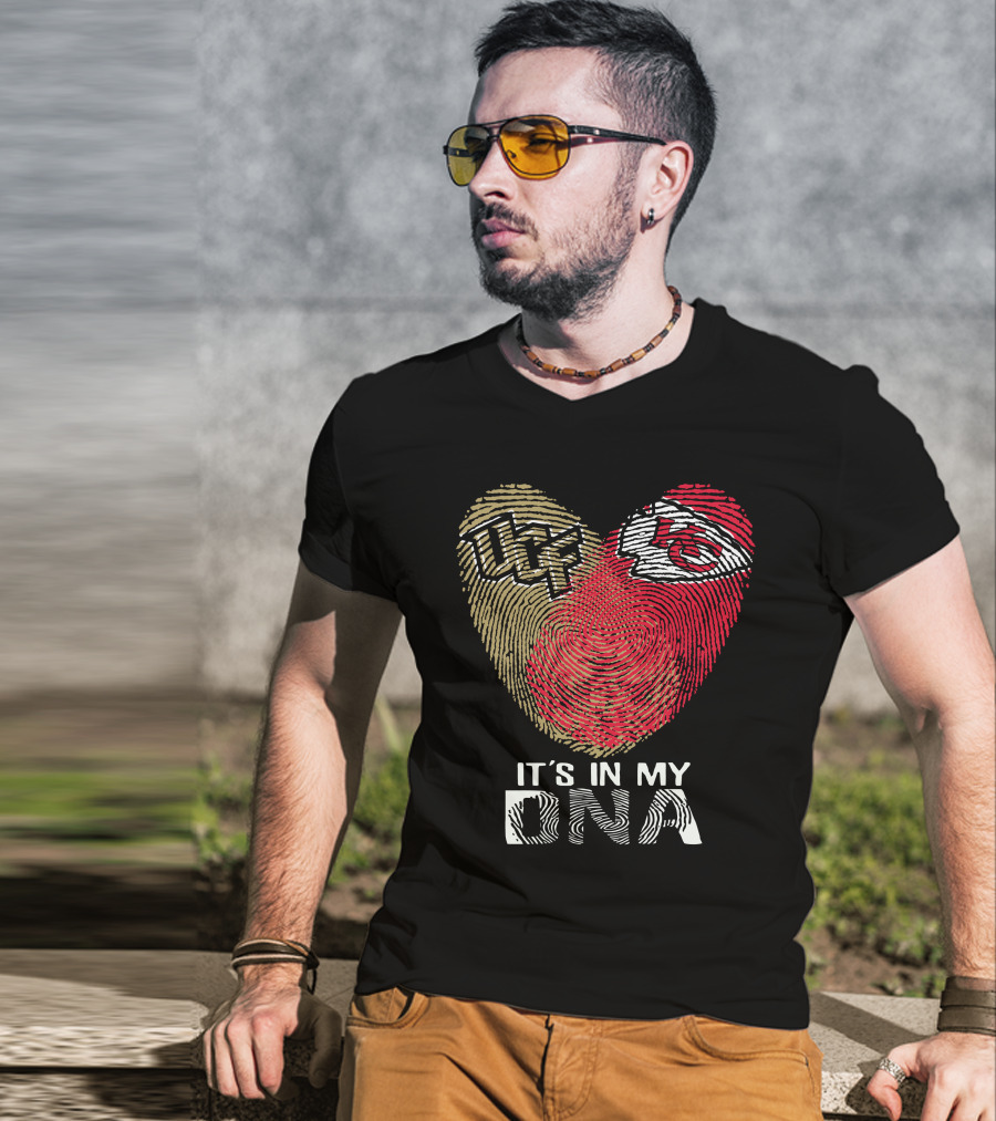 Ucf Knights Chiefs It's In My Dna Fingerprint Heart T-Shirt