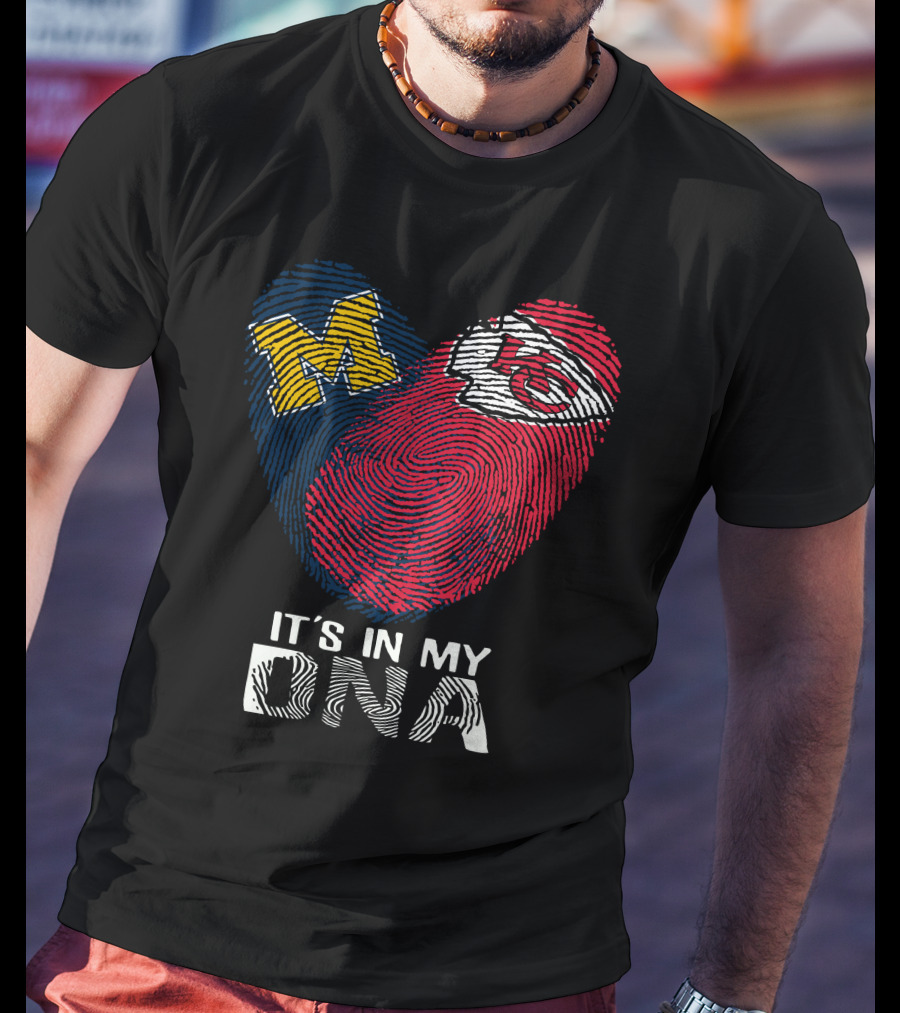 Wolverines Chiefs It's In My DNA Fingerprint Heart T-Shirt