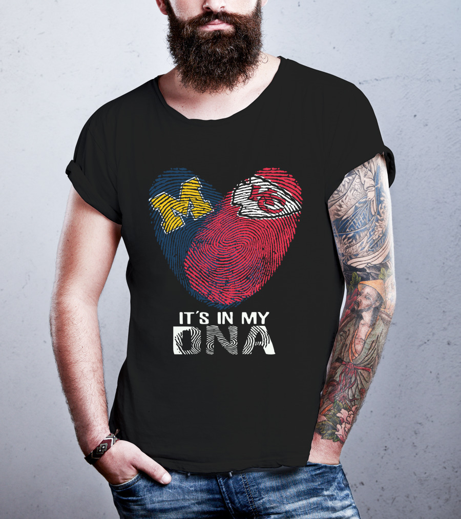 Wolverines Chiefs It's In My DNA Fingerprint Heart T-Shirt