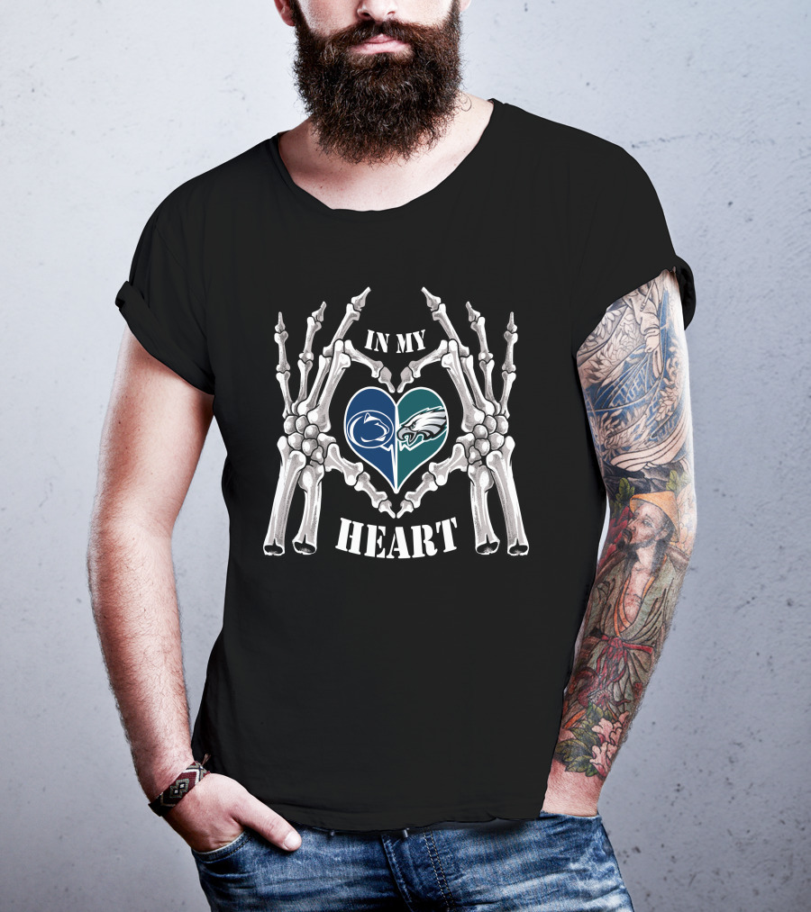 In My Heart Penn State Eagles Skeleton Hands T-Shirt