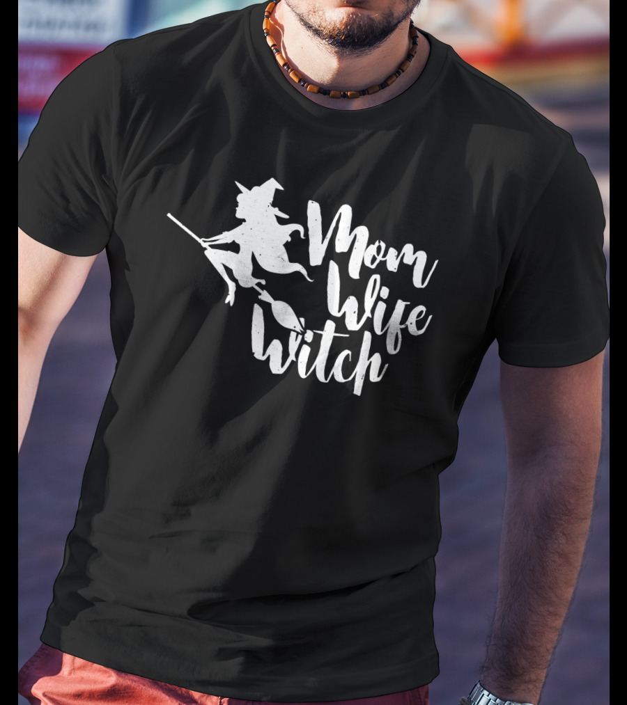 Mom Wife Witch Flying Silhouette On Broomstick T-Shirt