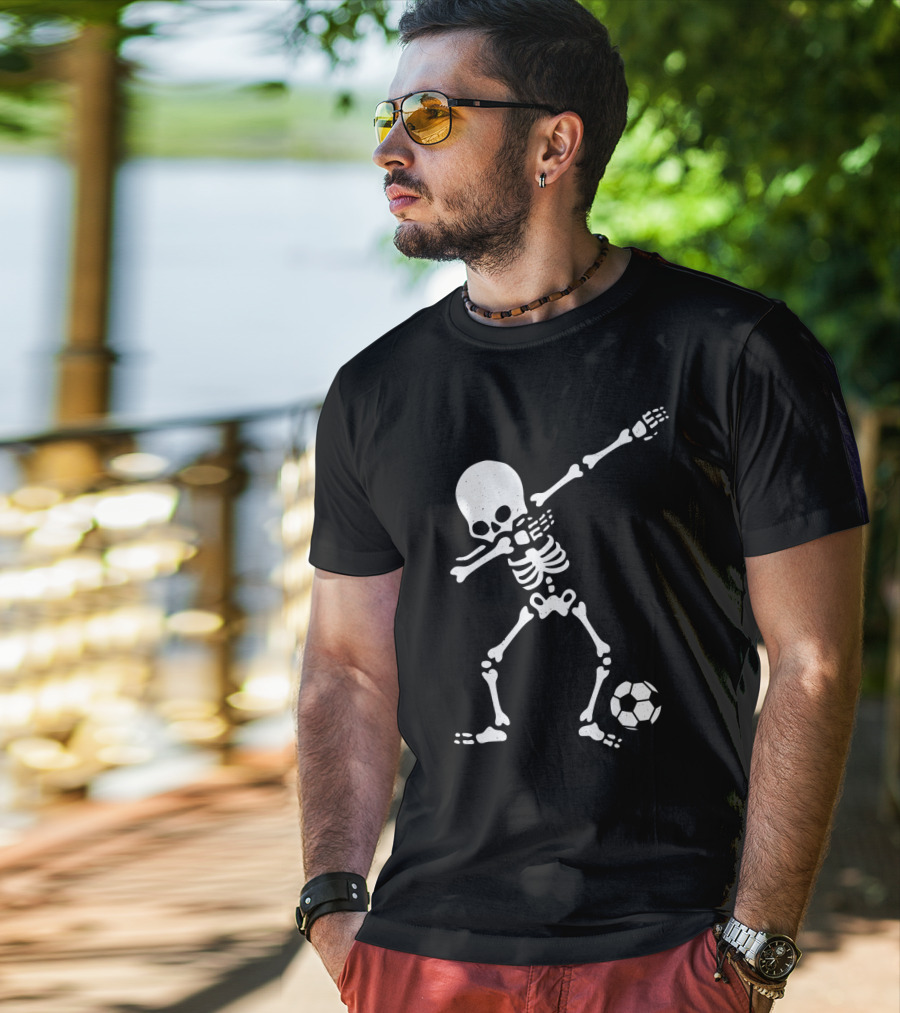 Skeleton Dabbing With Soccer Ball Pose T-Shirt