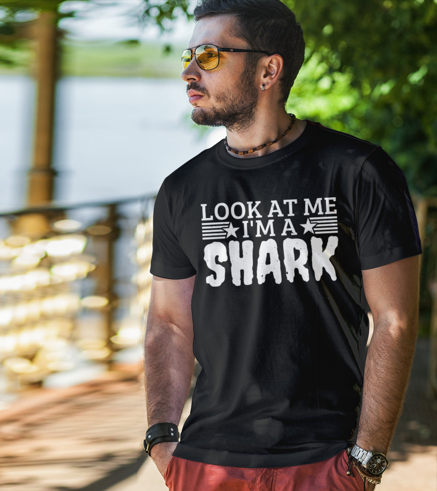 Look At Me I'm A Shark Bold Text T-Shirt