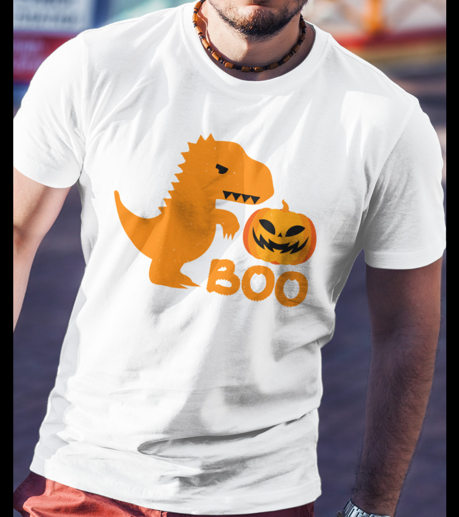 Boo Dinosaur With Jack-O'-Lantern Pumpkin T-Shirt