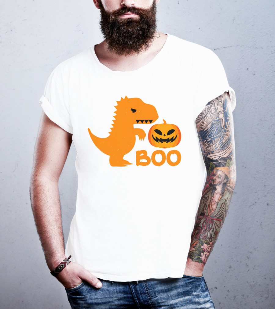 Boo Dinosaur With Jack-O'-Lantern Pumpkin T-Shirt