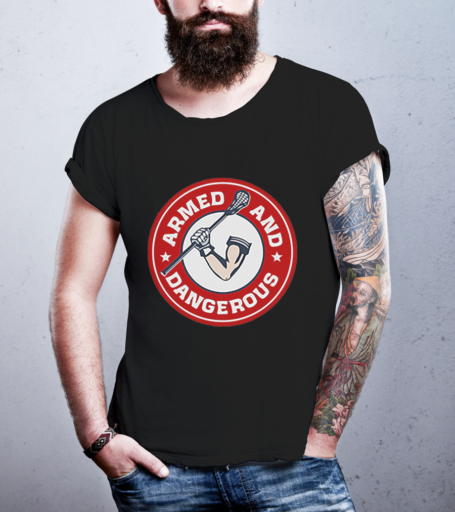 Armed And Dangerous Lacrosse Stick Circle T-Shirt