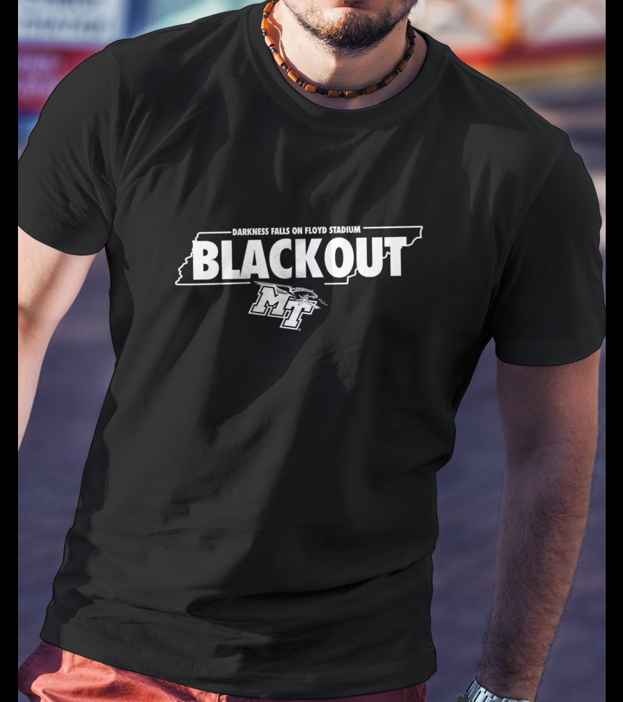 Darkness Falls On Floyd Stadium Blackout MT Logo Middle Tennessee T-Shirt