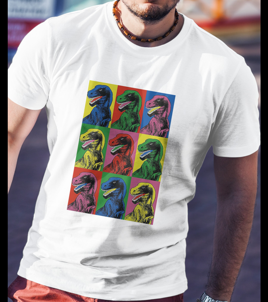 Pop Art T-Rex Jurassic Park Steven Spielberg Colorful Dinosaur T-Shirt