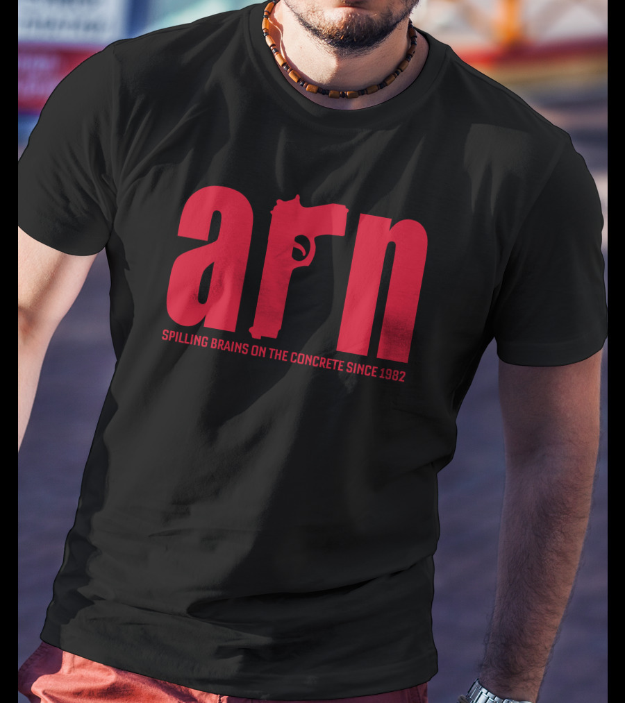 Box Of Gimmicks Arn Spilling Brains On The Concrete Since 1982 Gun T-Shirt