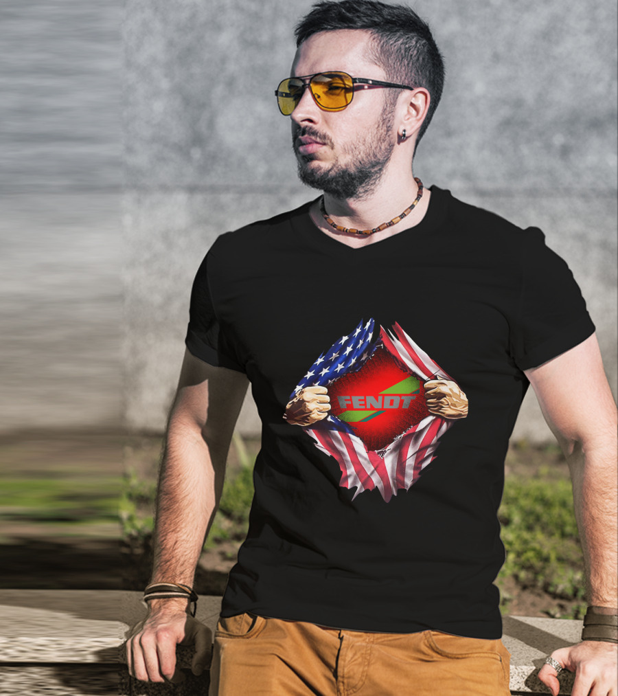 Fendt USA Flag Ripped Reveal T-Shirt