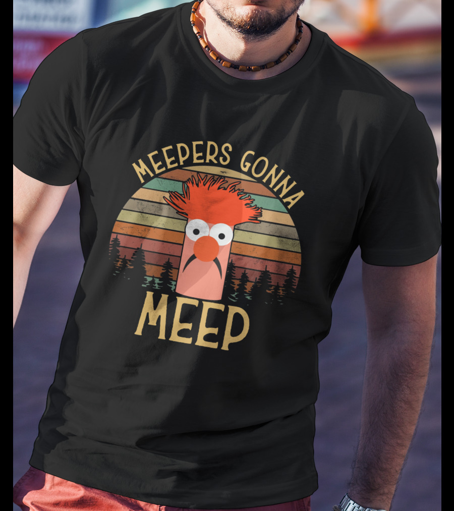 Meepers Gonna Meep The Muppet Show Beaker Retro Forest Stripes T-Shirt