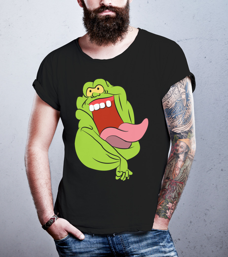 The Real Ghostbusters Slimer Tongue Out Iconic Cartoon Ghost Character T-Shirt