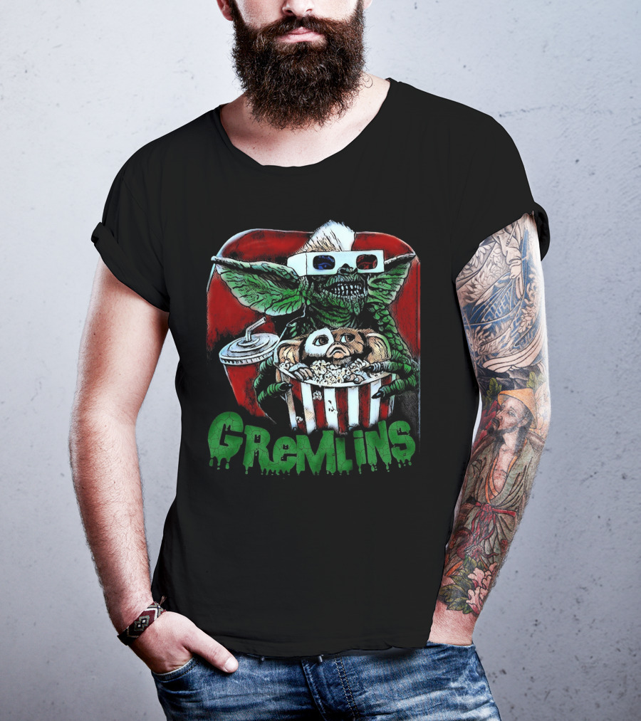 Gremlins Midnight Movie Popcorn Scene 3D Glasses T-Shirt