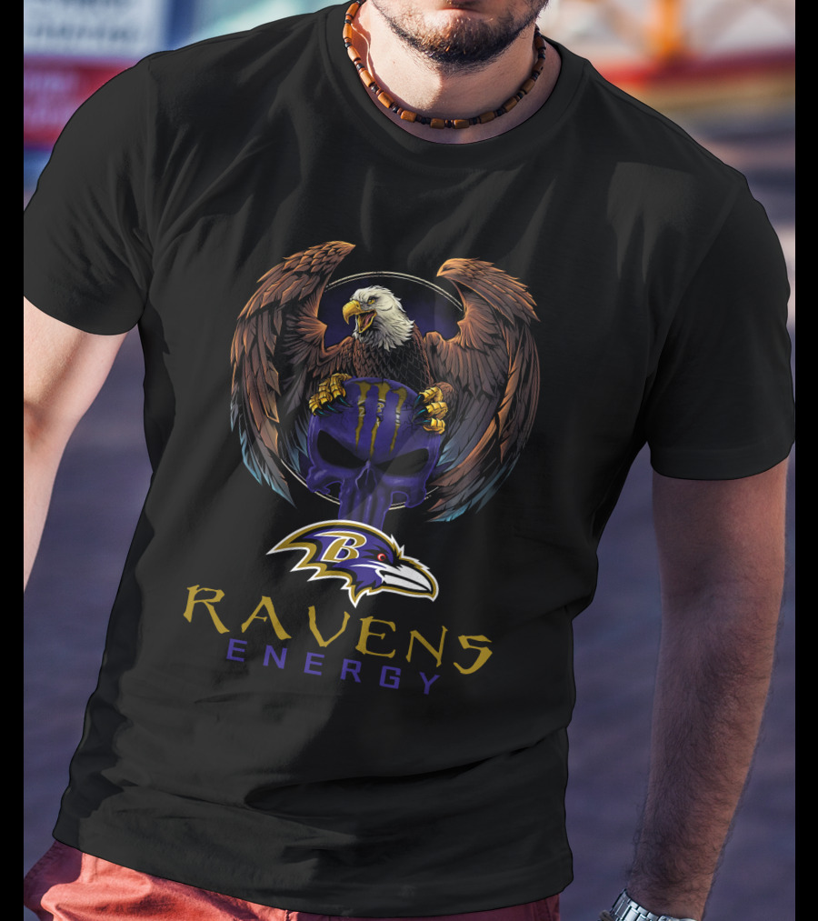 Ravens Energy Baltimore Ravens Monster Skull Eagle T-Shirt