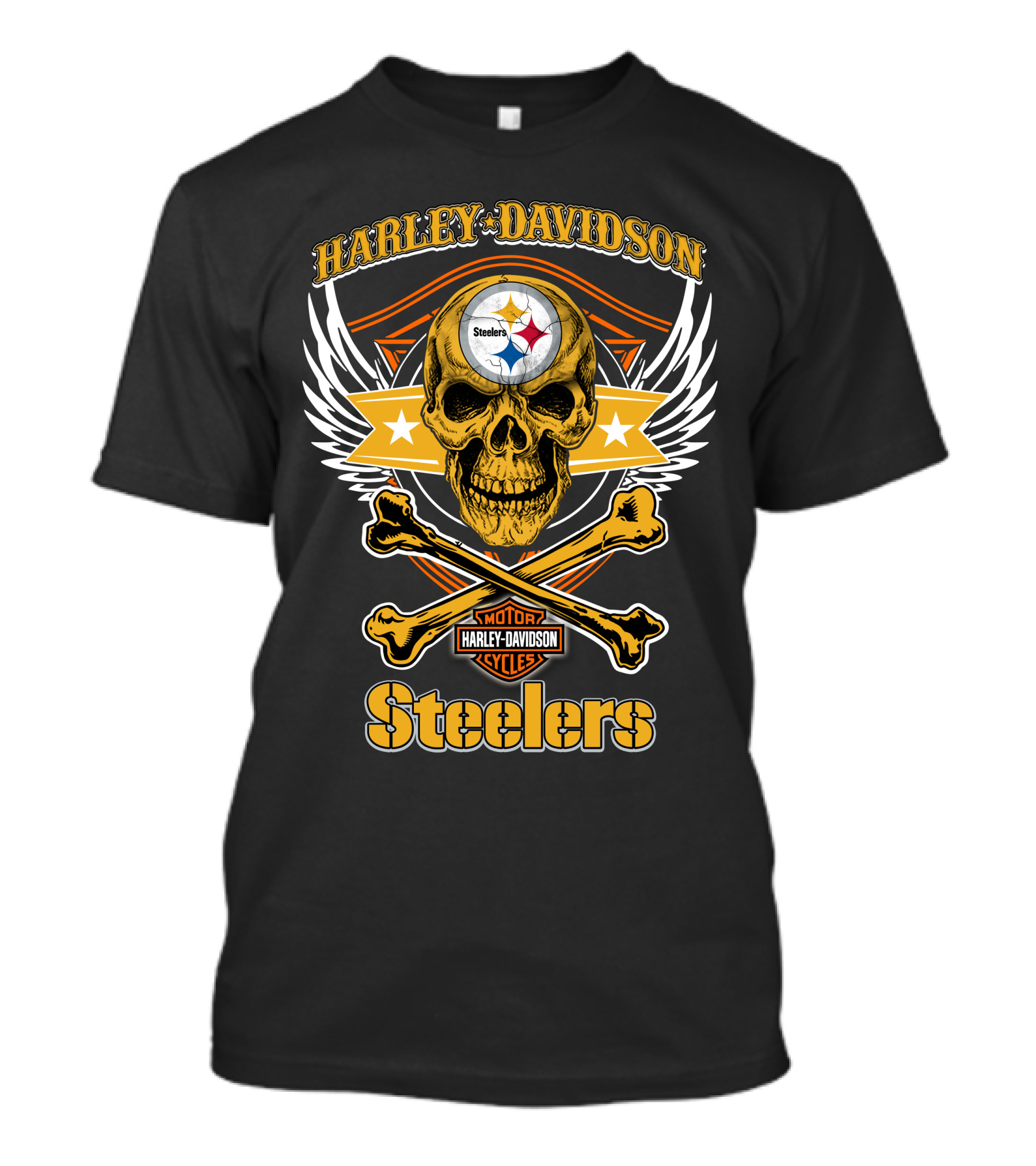 Harley Davidson Steelers Skull And Crossbones T-Shirt