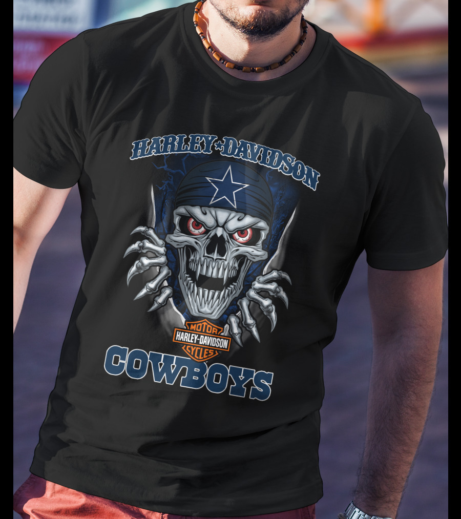 Harley Davidson Motor Cycles Skull Cowboys T-Shirt