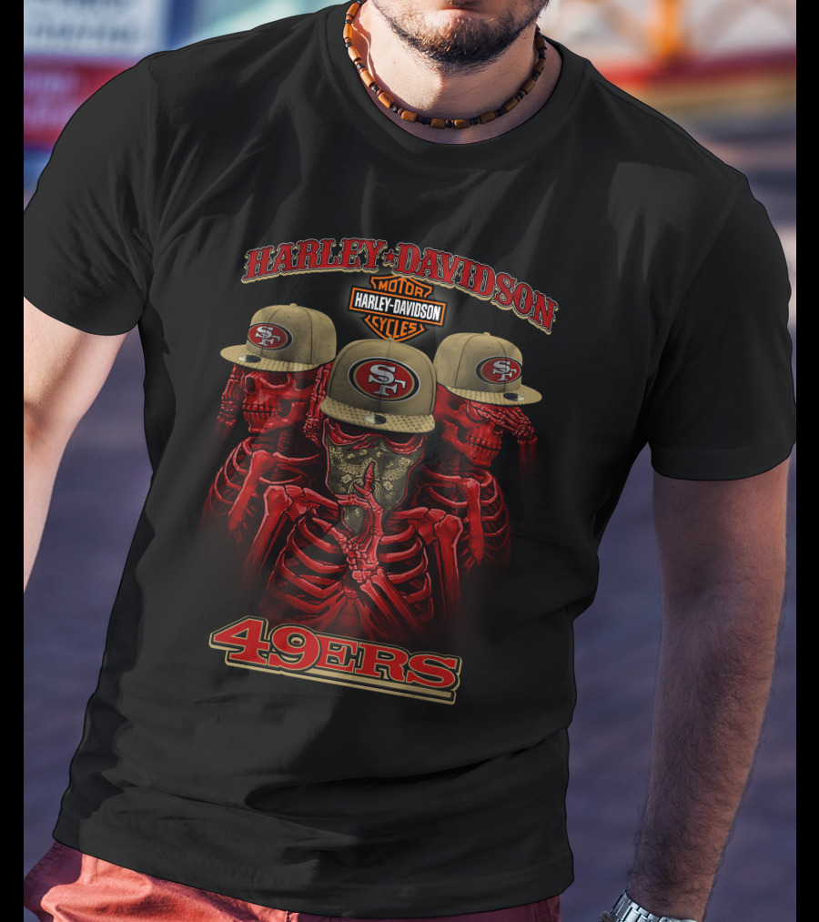 Harley Davidson 49ers Motorcycles Sf Skull T-Shirt