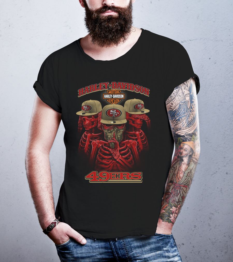 Harley Davidson 49ers Motorcycles Sf Skull T-Shirt