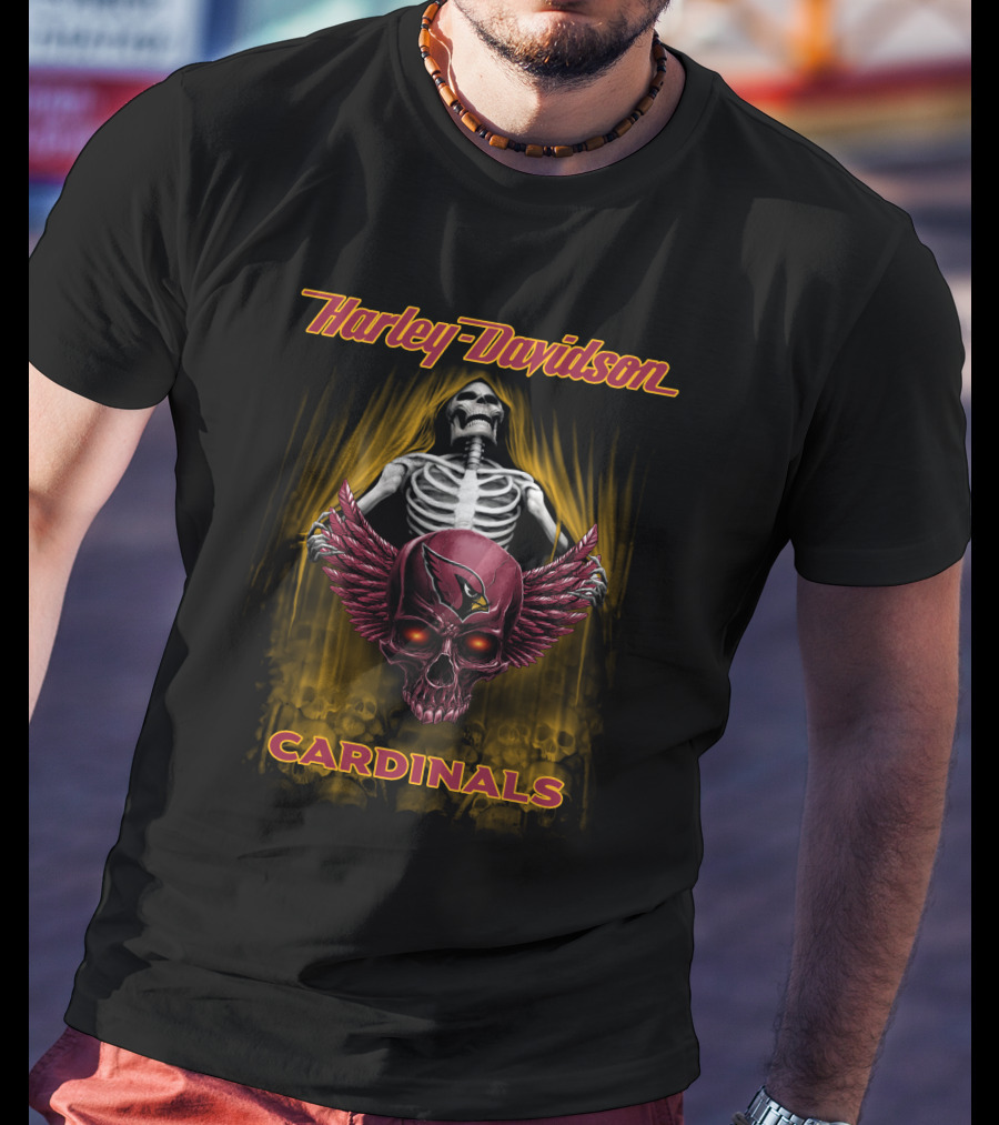 Harley Davidson Cardinals Skeleton Skull Arizona T-Shirt