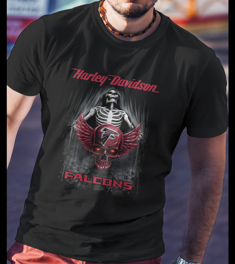Harley Davidson Falcons Atlanta Skull Graphic Hdnfl 0610 T-Shirt
