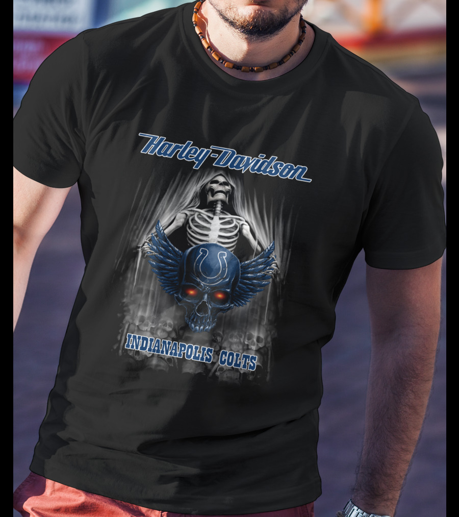 Harley Davidson Skull Indianapolis Colts T-Shirt