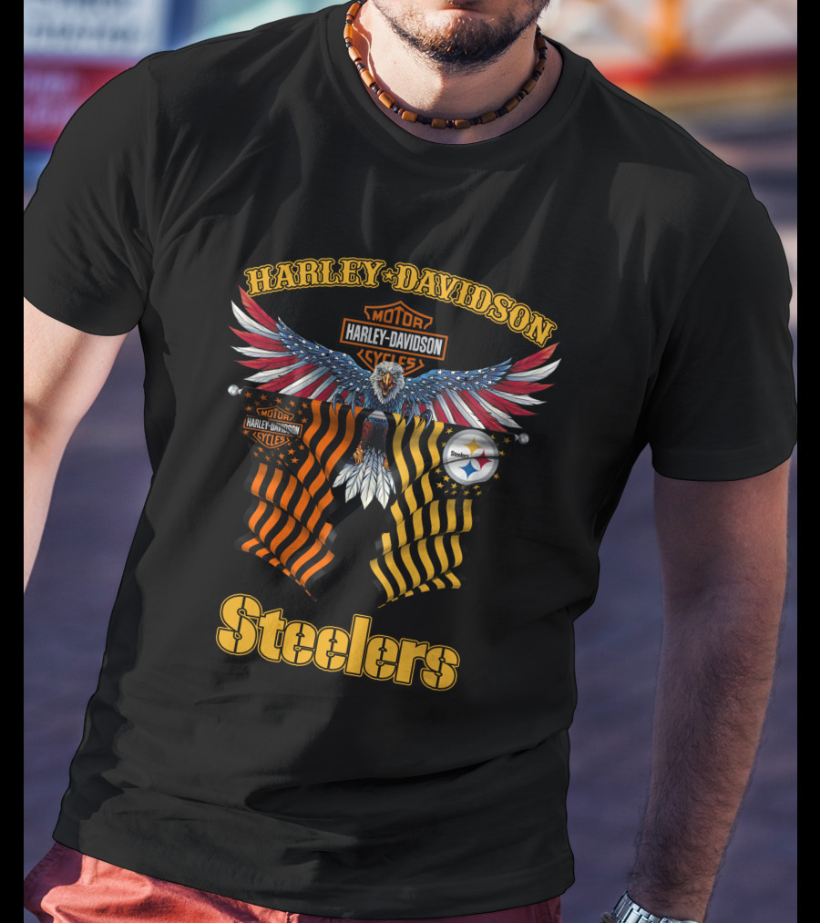 Harley Davidson Steelers Moto Eagle T-Shirt