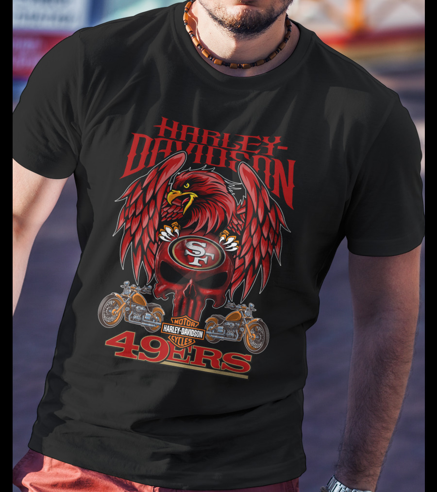 Harley Davidson San Francisco 49ers Motor Cycles 49ers T-Shirt