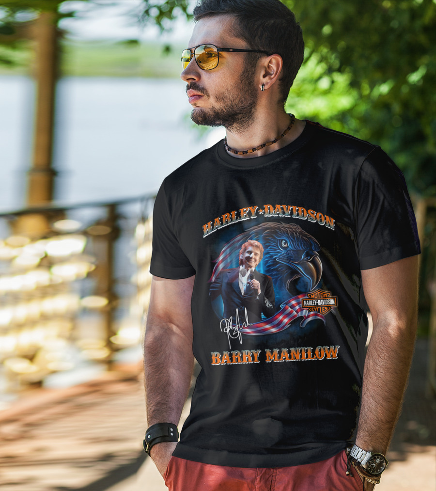 Harley Davidson Barry Manilow Eagle And Flag T-Shirt