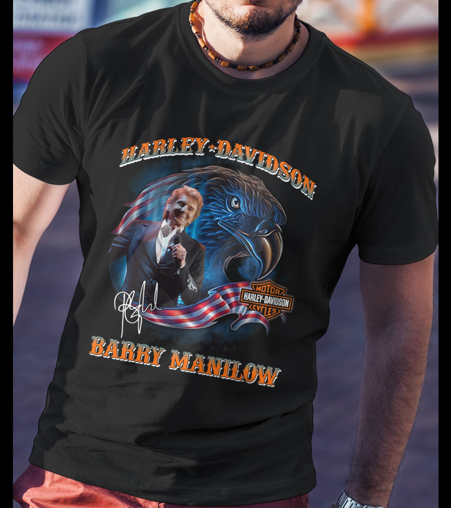 Harley Davidson Barry Manilow Eagle And Flag T-Shirt