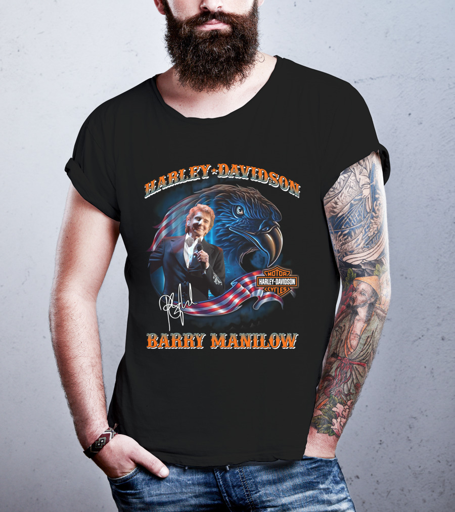 Harley Davidson Barry Manilow Eagle And Flag T-Shirt
