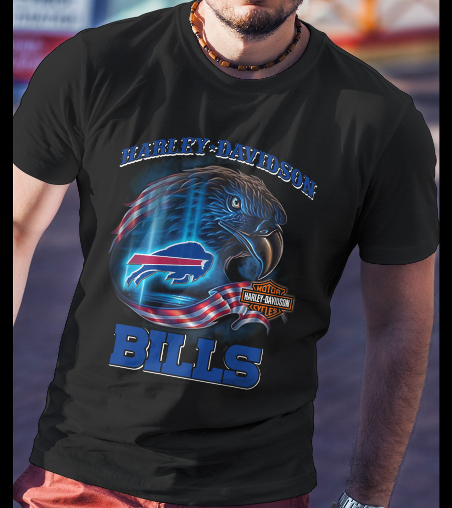 Harley Davidson Buffalo Bills Eagle Motor Cycles T-Shirt